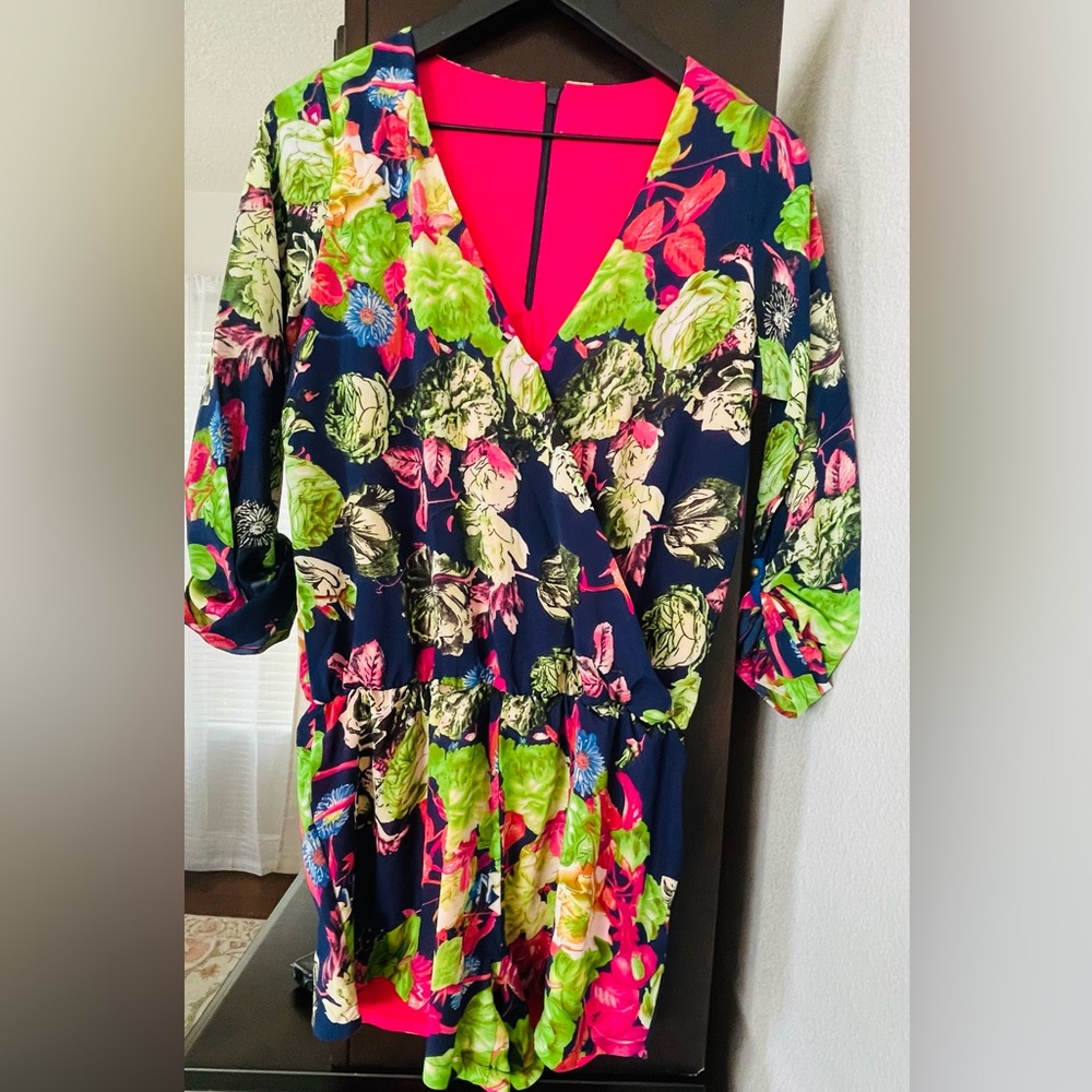 Floral Wrap Romper with Vibrant Colors